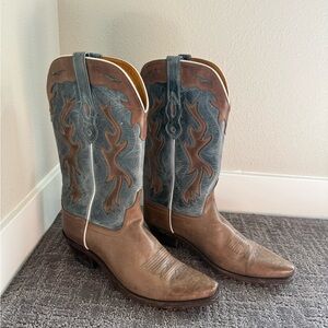 Old West Women’s Brown and Blue Cowboy Boots